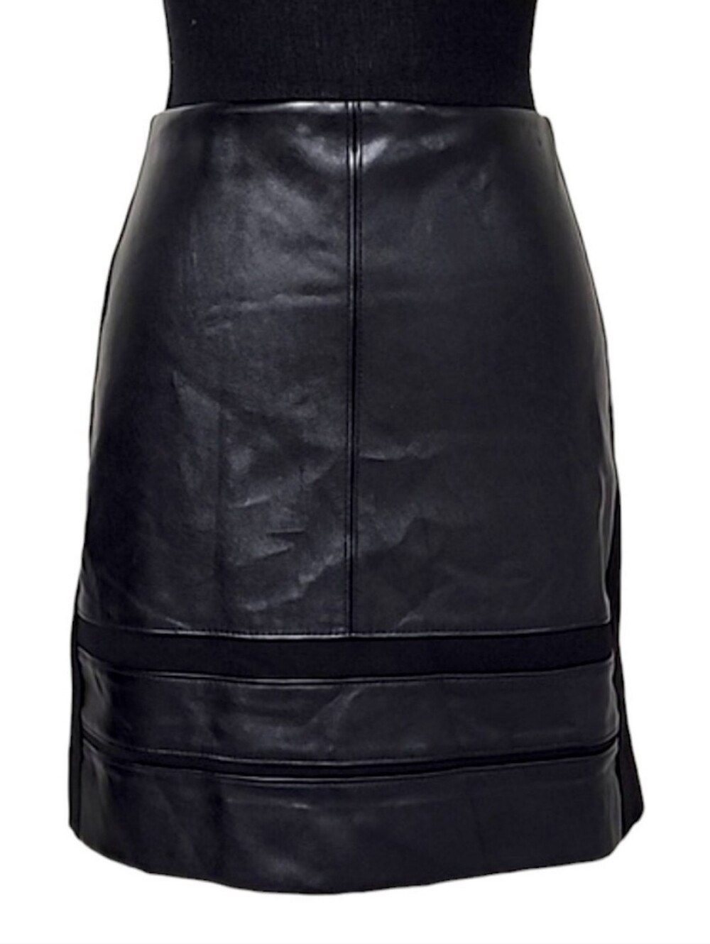 WHBM Mixed Textured Faux Leather Mini Skirt